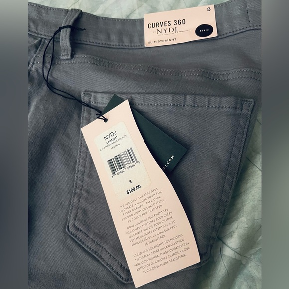 NYDJ Curves 360 Slim Straight Ankle Jeans with Side Slits, in Mineral | Sz. 8 🆕 - Picture 7 of 8